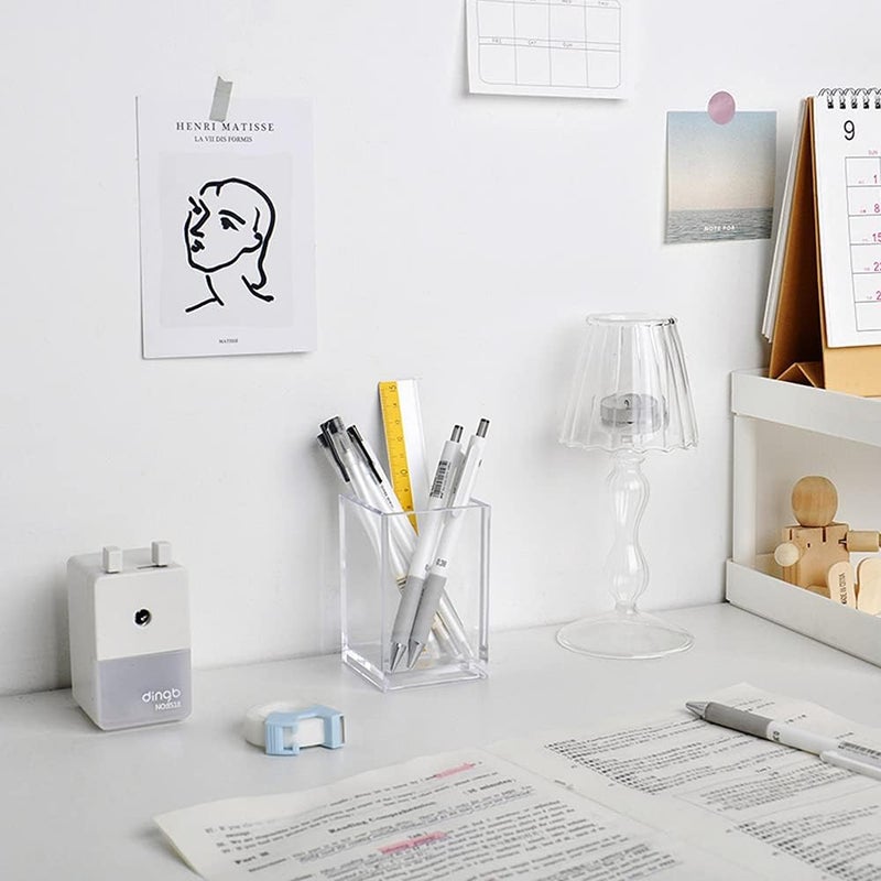 HSYMQ Clear Acrylic Pencil Pen Holder Cup, Clear Makeup Brush Holder, Acrylic Desk Accessories, Stationery Organizer for Office Desk Accessory - Image 2